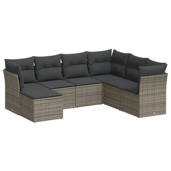 vidaXL Garden Sofa Set Grey PE Rattan Large Modular Garden Sofa Set