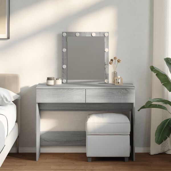 vidaXL Dressing Table Grey Sonoma Engineered wood, Glass Medium