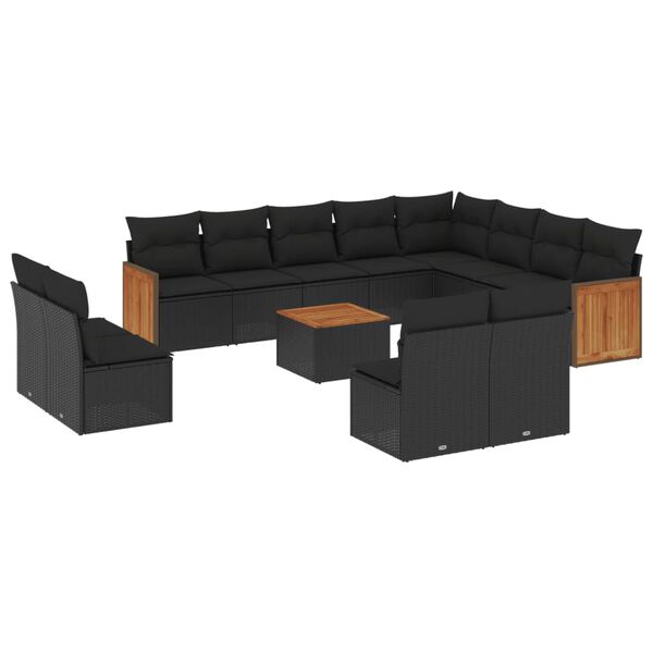 vidaXL Garden Sofa Set Black