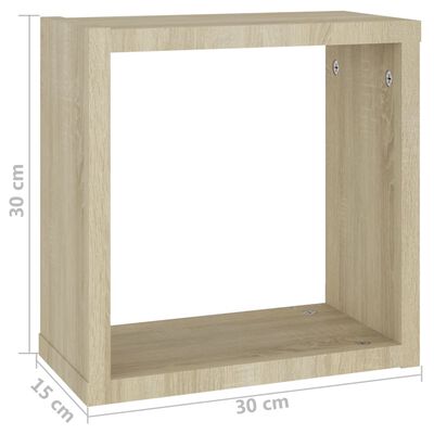 vidaXL Wall Cube Shelves 6 pcs White and Sonoma Oak 11.8"x5.9"x11.8"