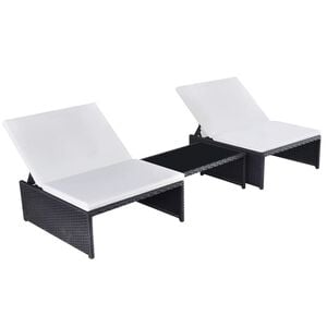 vidaXL Reclining Garden Chair Set of 3 Black and cream white