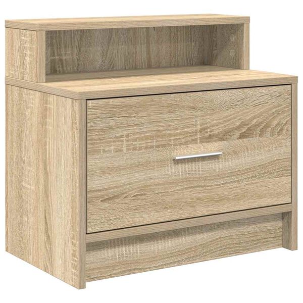 vidaXL Bedside Cabinet Sonoma oak Engineered wood Compact