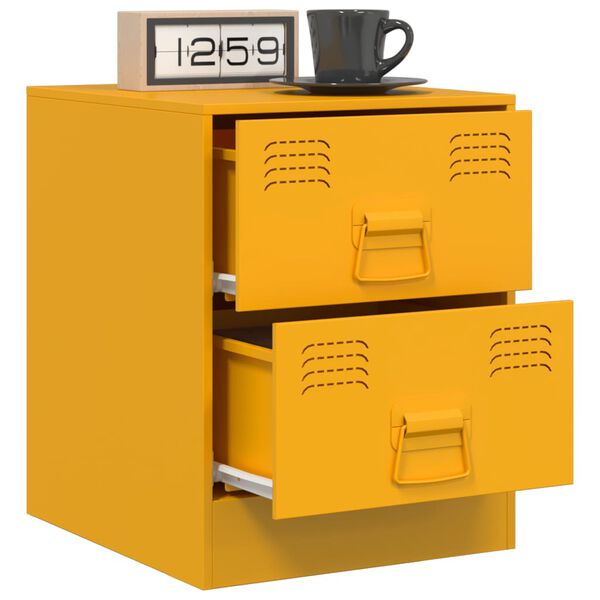 vidaXL Bedside Cabinet Yellow Steel 13.6 x 15.4 x 17.3 in
