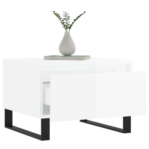 vidaXL Coffee Table Set of 2 High Gloss White Engineered Wood, Metal