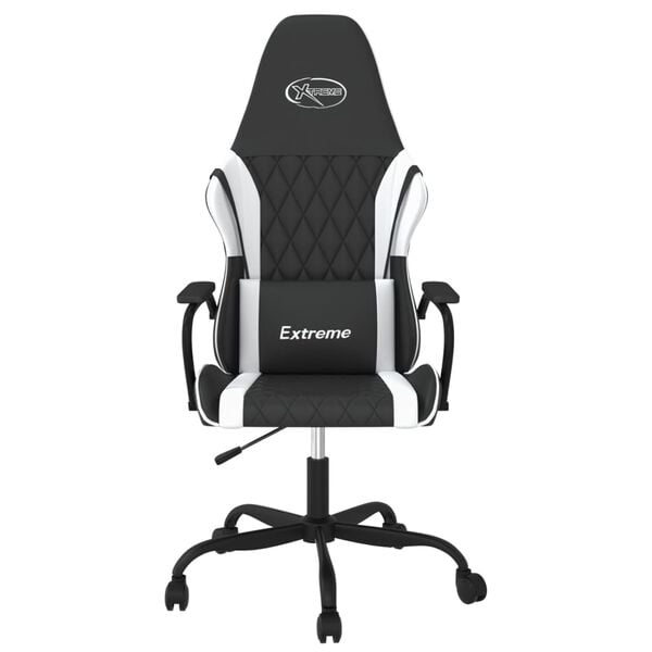 vidaXL Gaming Chair Black and White Faux leather, metal, plywood, foam