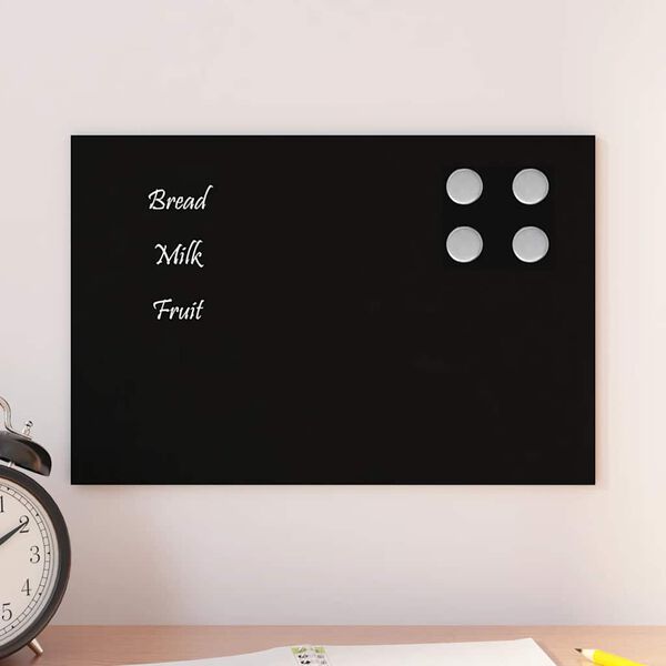 vidaXL Wall-mounted Magnetic Board Black 11.8"x7.9" Tempered Glass
