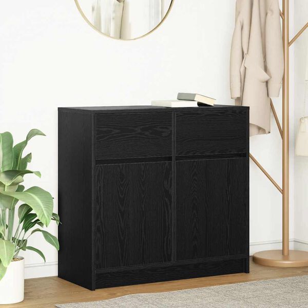 vidaXL Sideboard Black Oak Engineered Wood Medium Sideboard