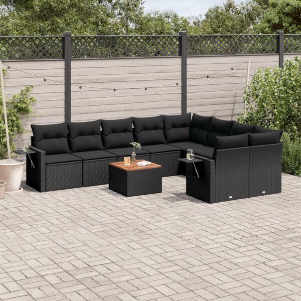 vidaXL Garden Sofa Set Black