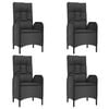 vidaXL Patio Dining Set Black PE Rattan Medium Adjustable Armrests