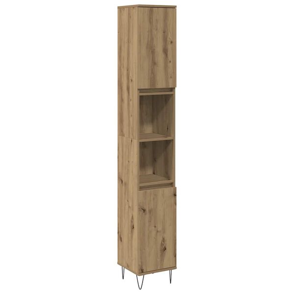 vidaXL Bathroom Cabinet Artisan oak Engineered wood, iron Tall and narrow