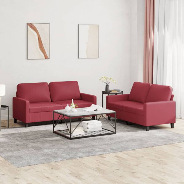 vidaXL Sofa Set Wine Red