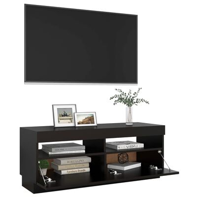 vidaXL TV Cabinet with LED Lights Black 39.4"x13.8"x15.7"
