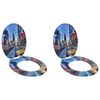 vidaXL WC Toilet Seats 2 pcs with Soft Close Lids MDF New York Design (2x143932)