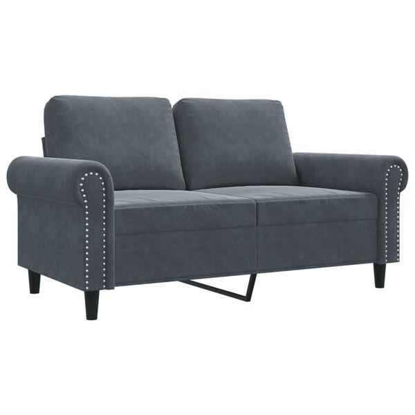 vidaXL 2-seater Sofa Dark grey Velvet (100% polyester), metal, textilene