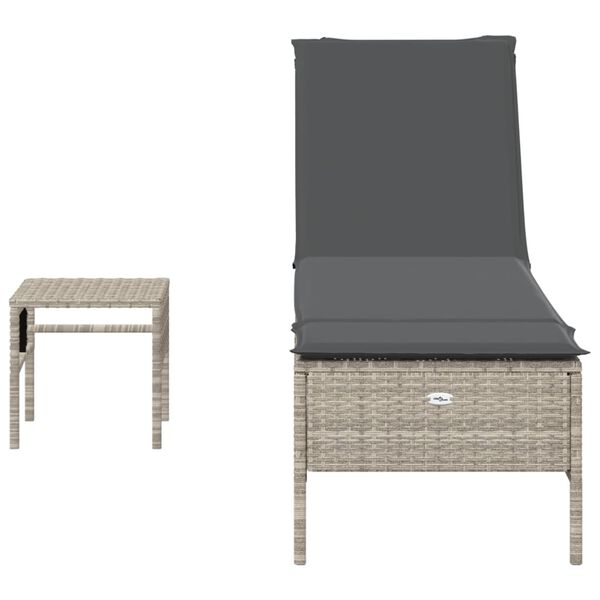 vidaXL Sun Lounger Set of 2 Light grey Poly rattan Large