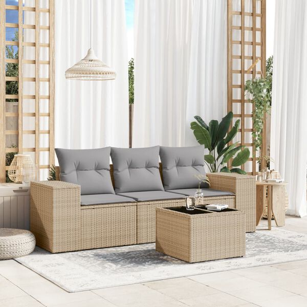 vidaXL Garden Sofa Set Beige, Light Grey
