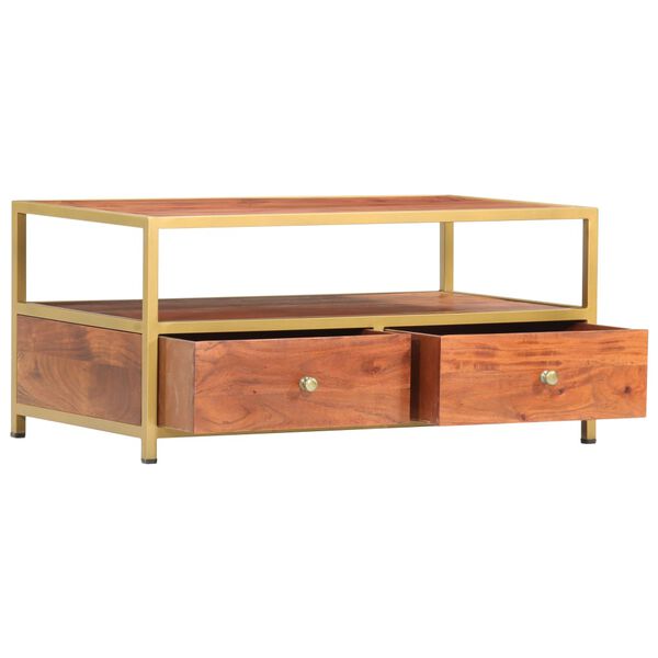 vidaXL Coffee Table Honey Brown Solid Acacia Wood, Steel Medium
