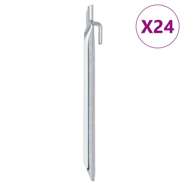 vidaXL Tent Pegs 24 pcs V-shaped 9.4 " Ø0.79 " Galvanised Steel