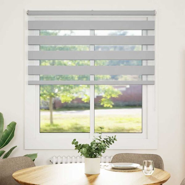 vidaXL Zebra Blind Light grey 100% Polyester, Aluminum top rail