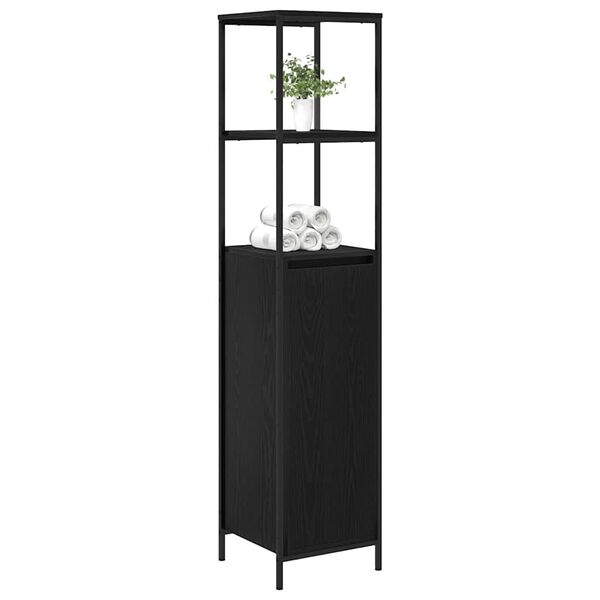 vidaXL Bathroom Cabinet Black oak Engineered wood Medium Adjustable Feet