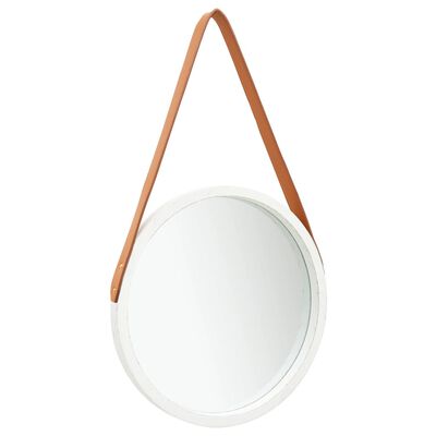 vidaXL Wall Mirror with Strap 15.7" White