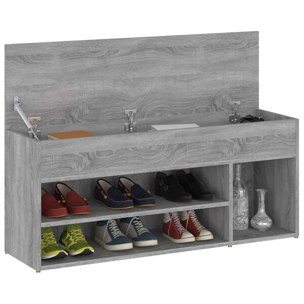 vidaXL Shoe Bench Grey Sonoma Engineered Wood 41.3 in Shoe Bench