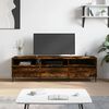 vidaXL TV Cabinet Smoked oak Engineered wood, iron 59.1 in long Storage