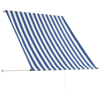 vidaXL Retractable Awning 59.1"x59.1" Blue and White