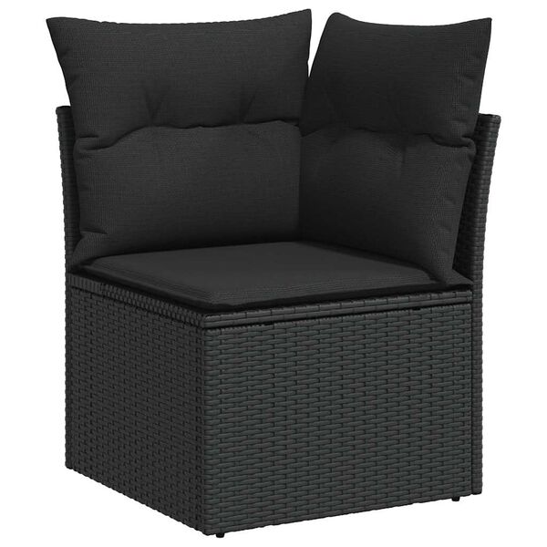 vidaXL Garden Sofa Set Black PE Rattan Large Modular Garden Sofa Set