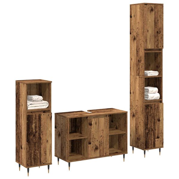 vidaXL Bathroom Furniture Set Other 3 pcs Old Wood 30 x 30 x 180 cm