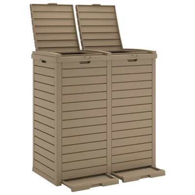 vidaXL Outdoor Garbage Bin Light Brown 30.7"x16.1"x33.9" Polypropylene