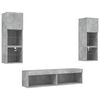 vidaXL 6 Piece TV Wall Units with LED Concrete Gray Engineered Wood