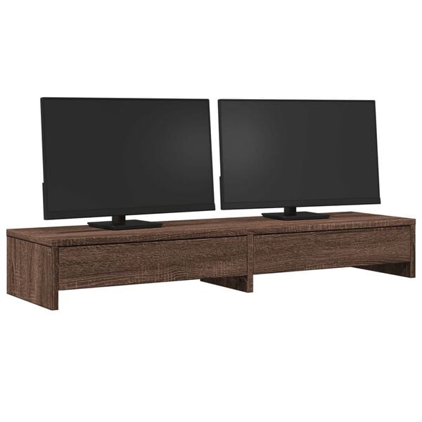 vidaXL Monitor Stand with Drawers Brown Oak 39.4x10.6x5.9" Engineered Wood