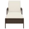 vidaXL Sun Lounger Brown, Cream White PE rattan, Polyester, Foam Standard
