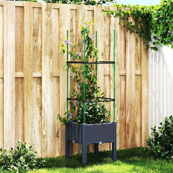 vidaXL Garden Planter Blue Grey Polypropylene Medium Planters