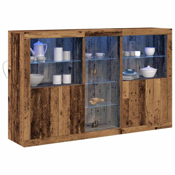 vidaXL LED Sideboard Old Wood 63.78 x 14.57 x 39.37 in Engineered Wood