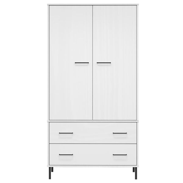 vidaXL Wardrobe White Solid Pine Wood Compact Wardrobe Rectangular