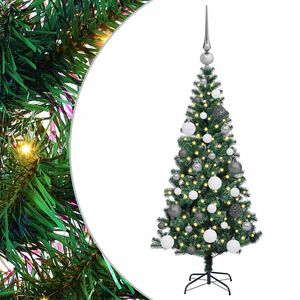 vidaXL Artificial Pre-lit Christmas Tree Green 47.2" PVC and Metal