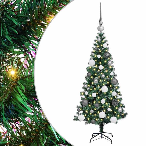 vidaXL Artificial Pre-lit Christmas Tree Green 47.2" PVC and Metal