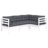 vidaXL Garden Lounge Set White Solid pinewood 25.0 in x 25.0 in x 24.6 in