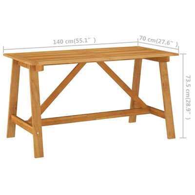 vidaXL Patio Dining Table 55.1"x27.6"x28.9" Solid Acacia Wood