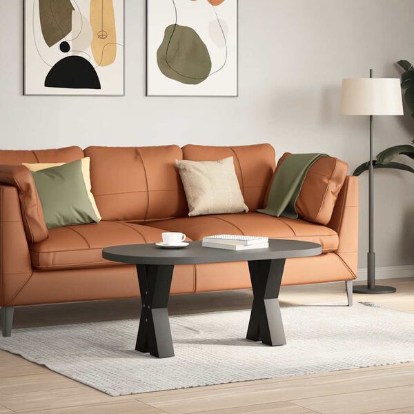 vidaXL Coffee Table Leg Set of 2 Black Powder-coated Steel