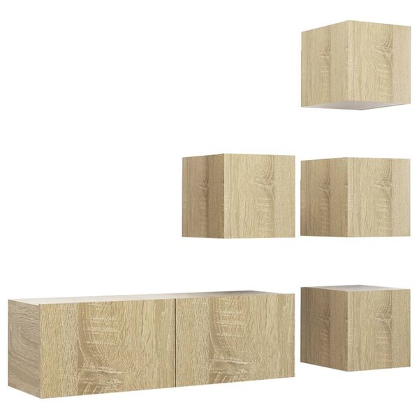 vidaXL TV Cabinet Set Set of 5 Sonoma oak Engineered wood Storage