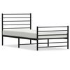 vidaXL Bed Frame Black Powder-Coated Steel Twin XL Bed Frame