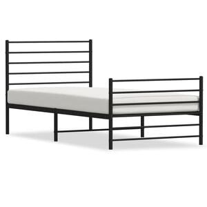 vidaXL Bed Frame Black Powder-Coated Steel Twin XL Bed Frame