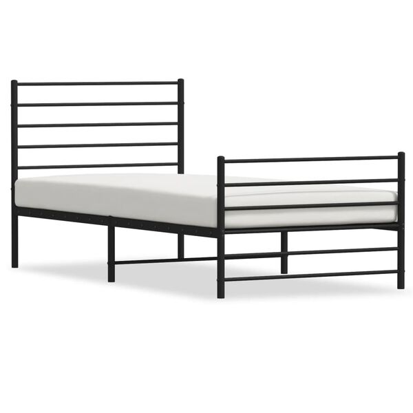 vidaXL Bed Frame Black Powder-Coated Steel Twin XL Bed Frame