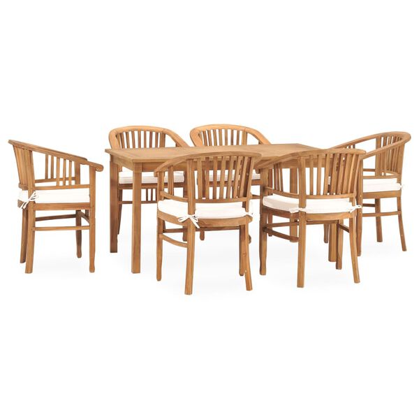 vidaXL 7 Piece Patio Dining Set with Cushions Solid Teak Wood