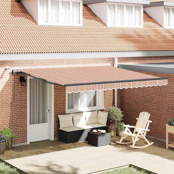 vidaXL Retractable Awning with Multicolour 157.48" x 118.11" fabric