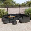 vidaXL Garden Sofa Set Height-Adjustable 12 pcs Black Poly Rattan