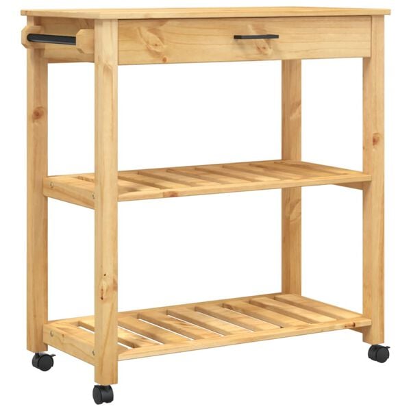 vidaXL Kitchen Trolley MONZA 33.1"x15.7"x34.8" Solid Wood Pine
